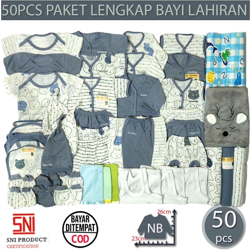 Ummababyshop 50 Pcs Baju Bayi Newborn Beruang Abu