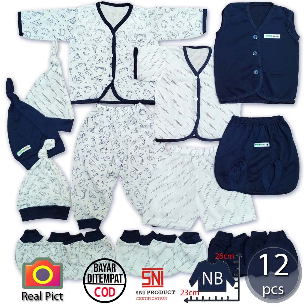 Ummababyshop 12 Pcs Perlengkapan Bayi Newborn Navy