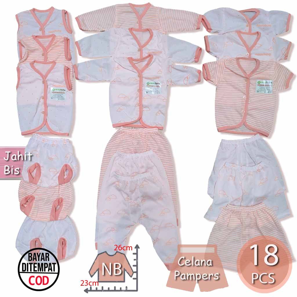 Ummababyshop 18 Pcs Perlengkapan Bayi Baru Lahir | Seri Awan Peach Monochrome