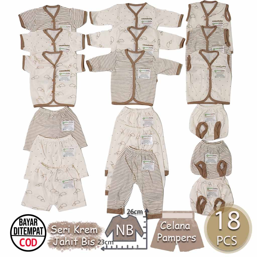ummababyshop 18 Pcs Baju Bayi Newborn | Gift Set Awan Krem