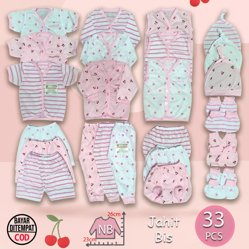Ummababyshop Paket 33 Pcs Baju Bayi | Chery Pink