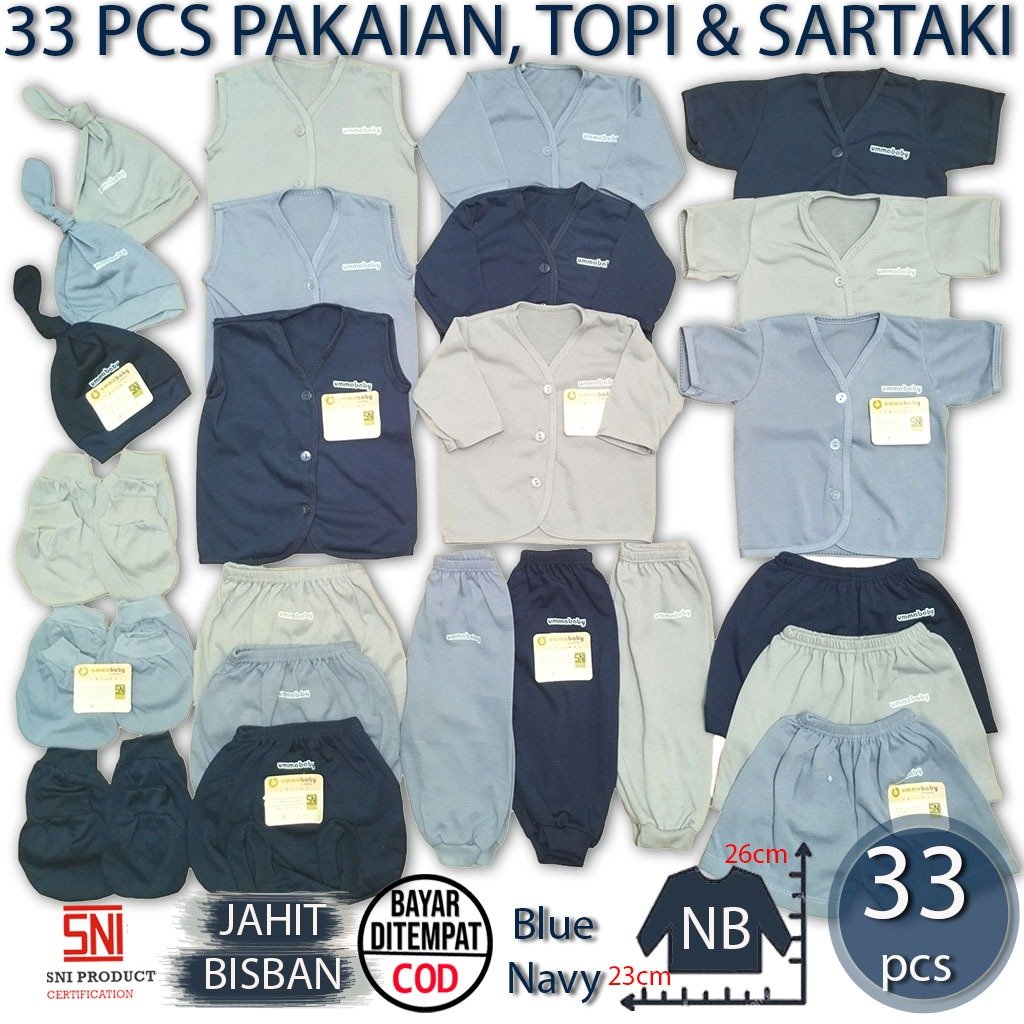 Ummababyshop  Paket 33 pcs Baju Bayi | Polos Bis