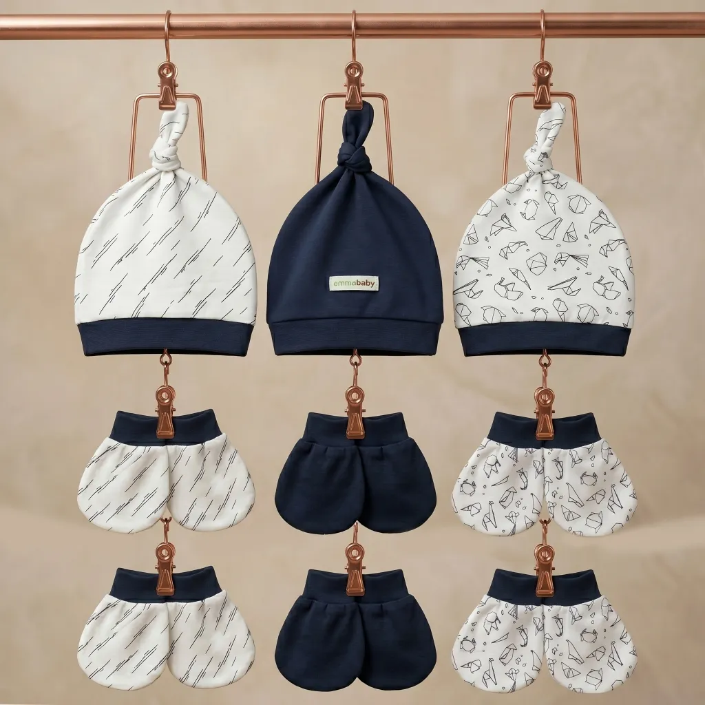 Ummababyshop Paket 9in1 Topi & Sarung Bayi | Seri Origami Polos