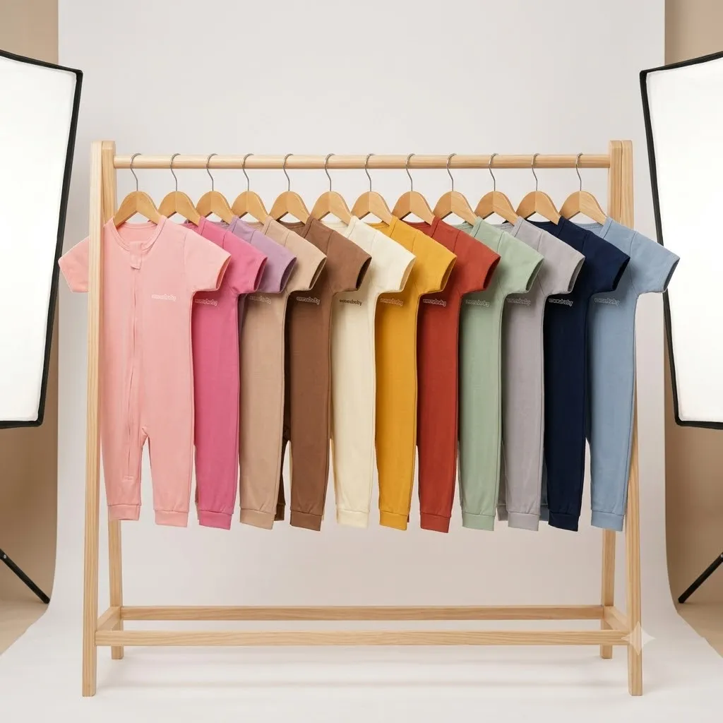 ummababyshop 3 pcs Sleepsuit Bayi Baru Lahir Buka Kaki Romper Bayi Jumper Bayi Pendek Panjang Polos Warna