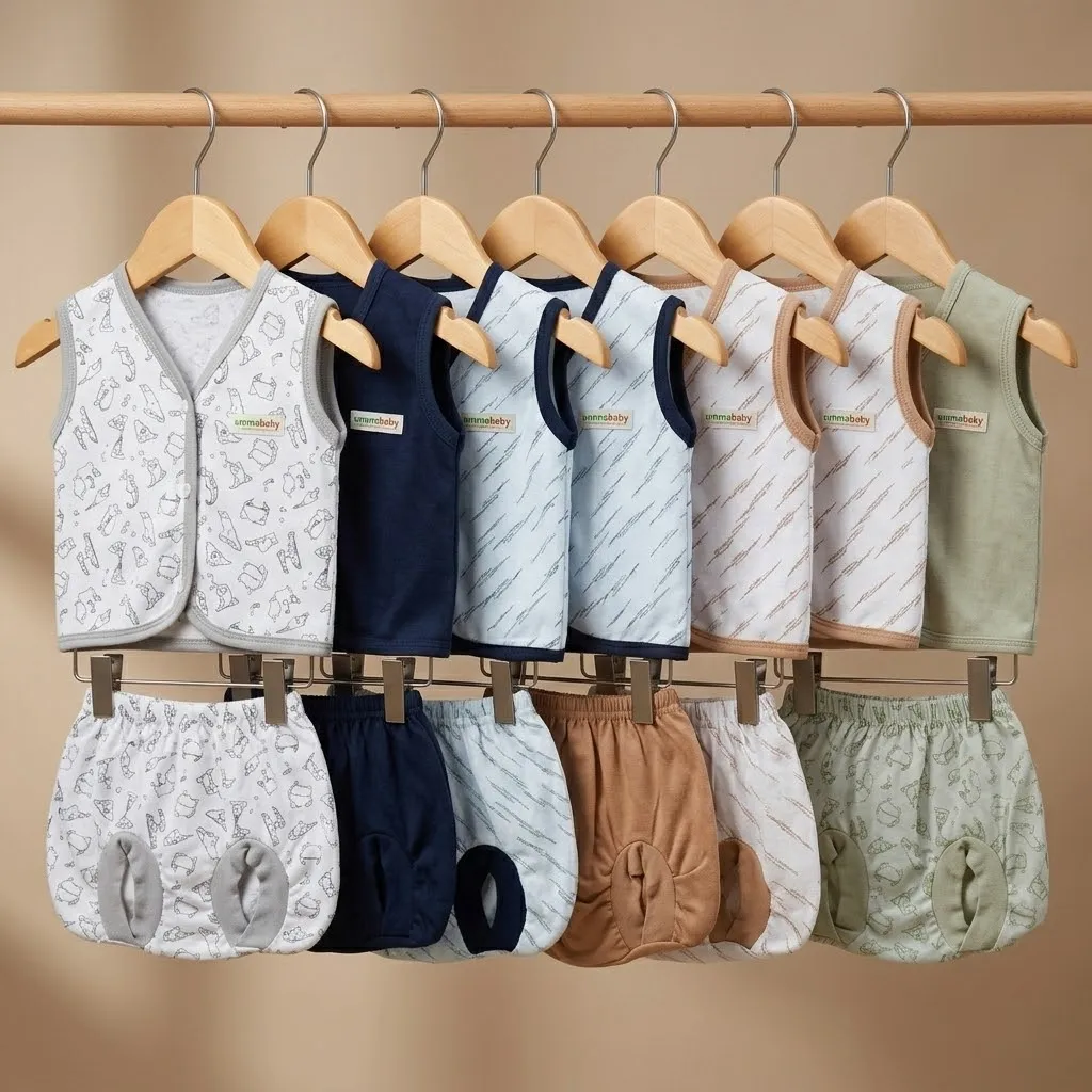 6 Pcs / 3 Set Baju Bayi Buntung Celana Bayi Setelan Bayi Baju Bayi Newborn Motif Origami