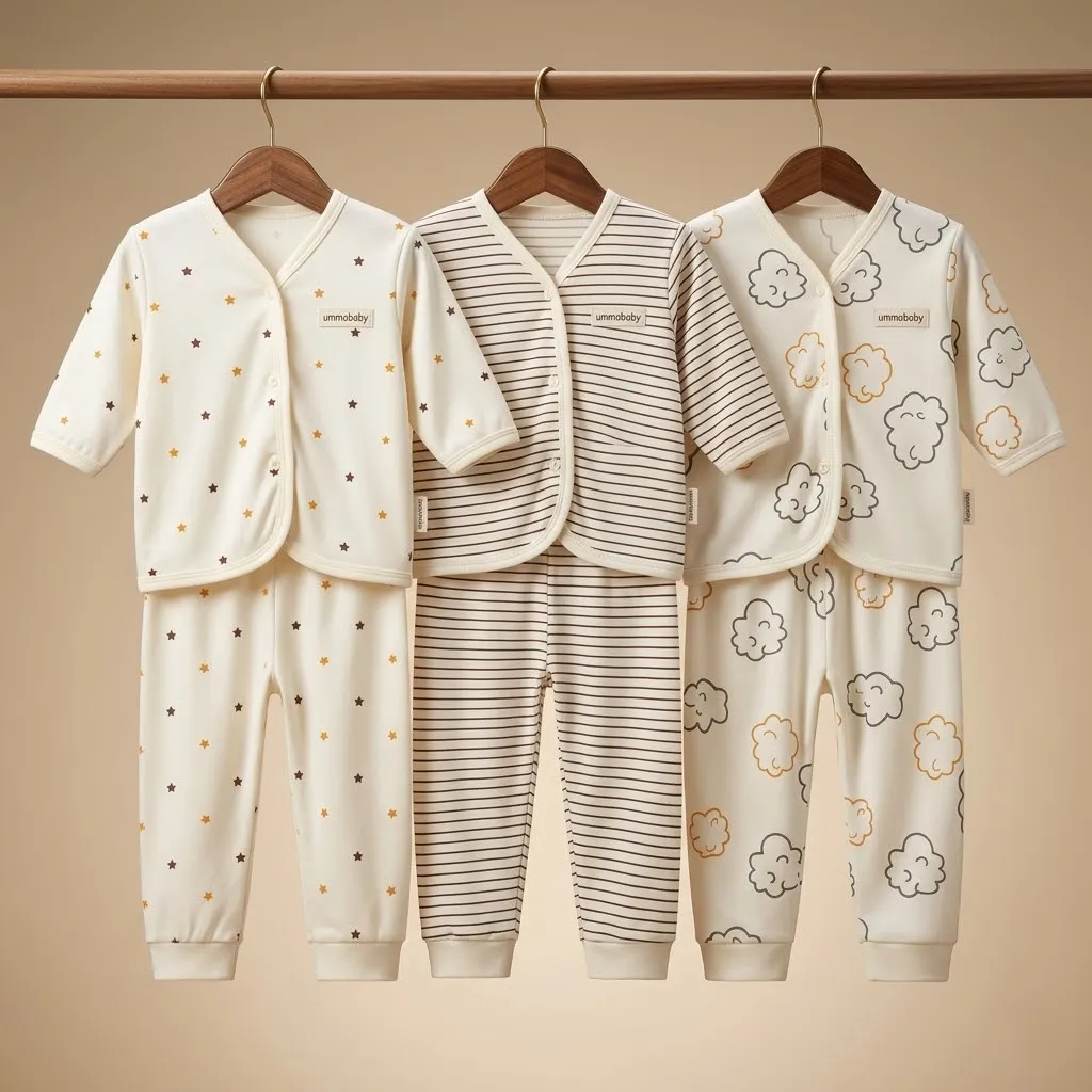 6 Pcs / 3 Set Baju Bayi setelan Panjang Celana Bayi Baju Bayi Newborn Baju Bayi Baru LahirAwan Gold