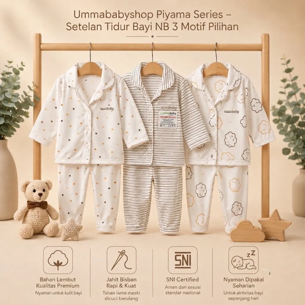 6 pcs / 3 Set Baju Bayi Newborn Lengan Panjang SNI – Model Stylish Kerah Tumpuk Outfit Lucu Hadiah Lahiran Setelan OOTD Bayi Newborn Kado Murah Awan Krem Gold