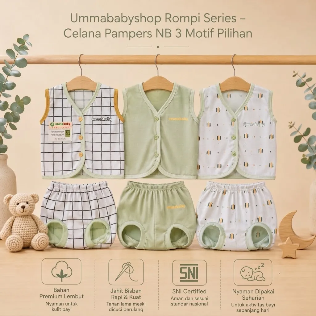 6 Pcs / 3 Set Baju Bayi Buntung Celana Bayi Setelan Newborn Baru Lahir Atasan Kado Murah Lucu Kotak Sage