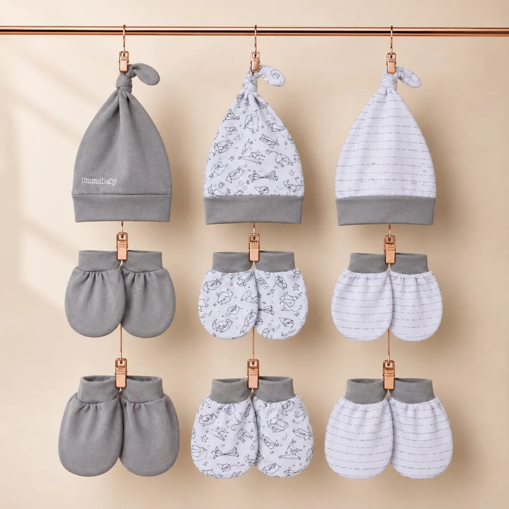Ummababyshop Paket 9in1 | Topi & Sarung Bayi Seri Origami