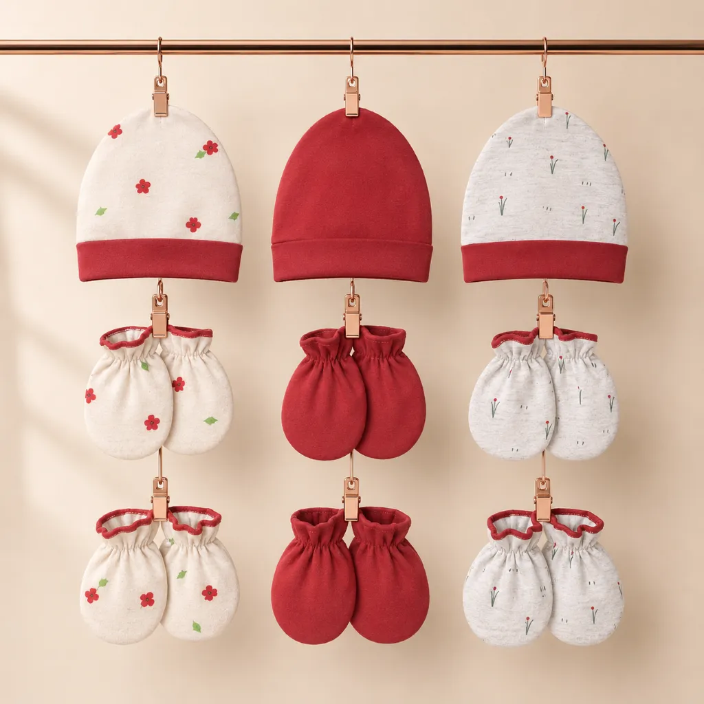 Ummababyshop Paket 9in1 | Topi & Sarung Bayi Seri Lili Pink Dusty