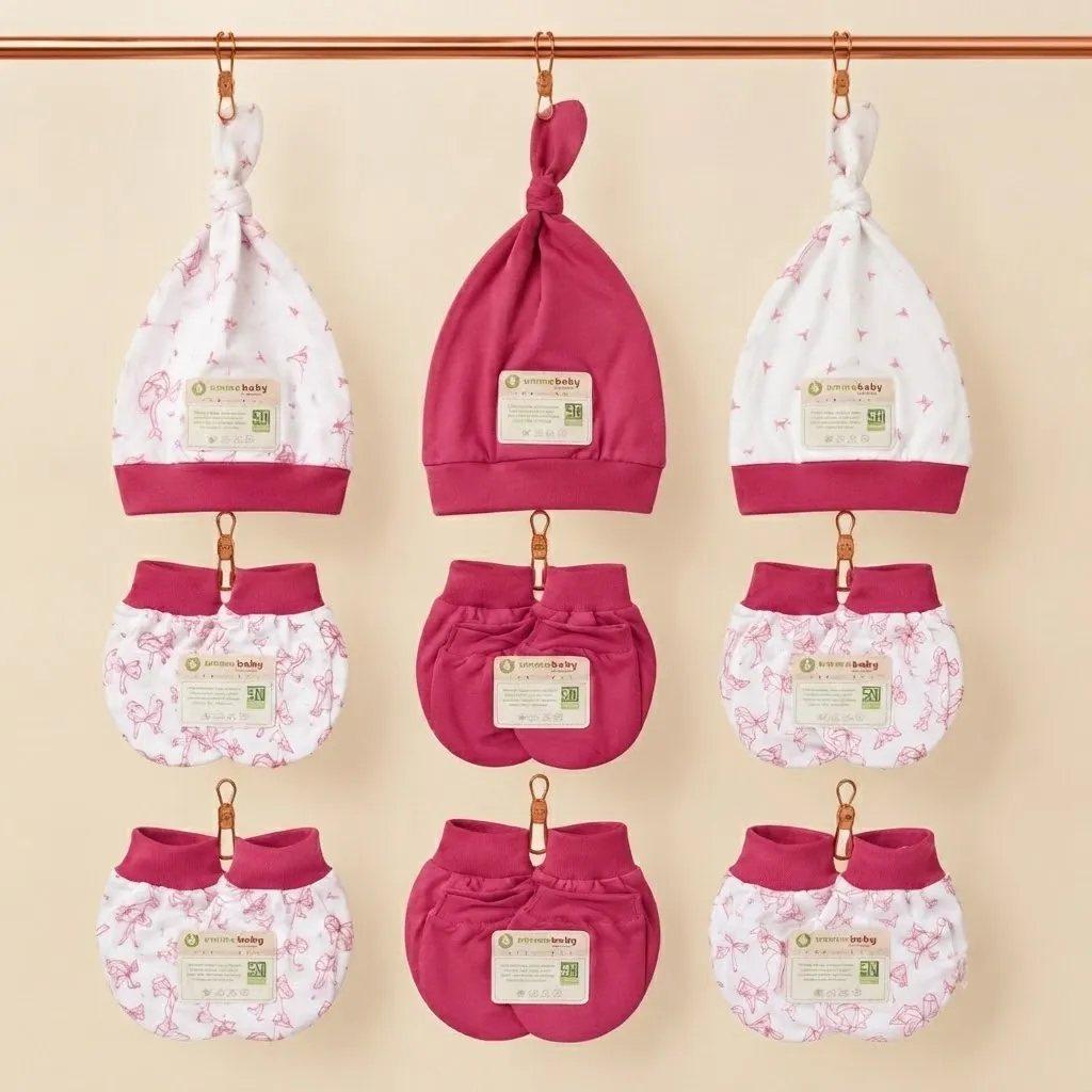 9in1 isi 3 Topi Bayi 3 Pasang Sarung Tangan 3 Pasang Sarung Kaki Bayi Newborn | Seri Origami